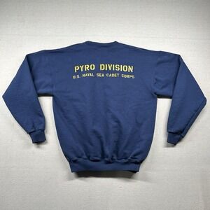 Vintage Hanes Navy Sweatshirt Mens M Sea Cadet Pyro Military Training USNSCC